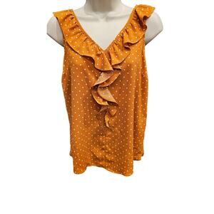 LC EUC frill chic burnt orange polka dot UT longhorn colors career casual XS